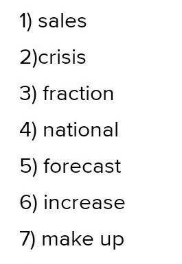 Part A: Complete the text about figures with the following words: crisis, forecast, sales, fraction,