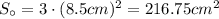 S_\circ=3\cdot(8.5cm)^2=216.75cm^2