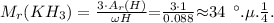 \small M_r (KH_3) = \frac{ 3 \cdot{A_r(H)}}{\omega{H}} {=}\frac{ 3 {\cdot}{1}}{0.088}{ \approx} 34 \: \: а. е. м.