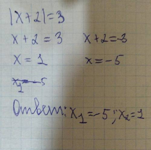 |х+2|=3 , решите (