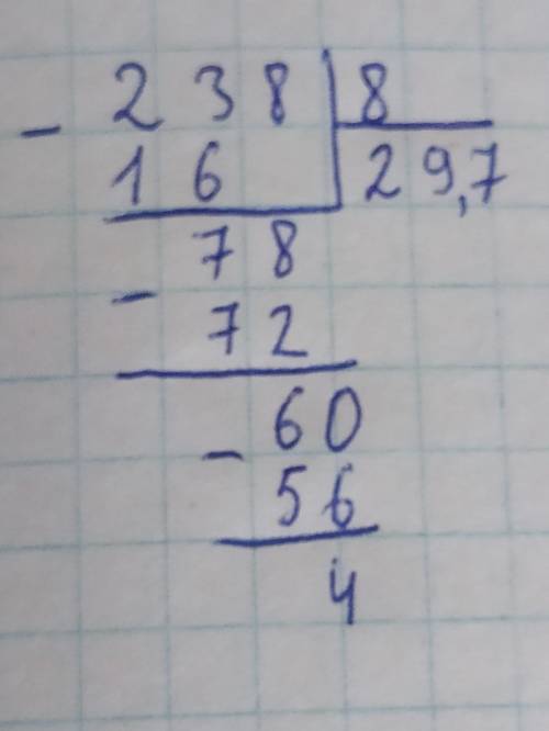 Какой остаток дает число 238 при делении на 8? Выберите один ответ: 7 4 6 5