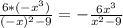 \frac{6*(-x^{3} )}{(-x)^{2}-9} =-\frac{6x^{3}}{x^{2}-9}