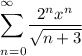 \displaystyle \large _\infty\\\sum\dfrac{2^nx^n}{\sqrt{n+3} } \\_n_=_0