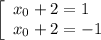 \left[\begin{array}{l} x_0+2=1\\ x_0+2=-1\end{array}