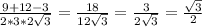 \frac{9+12-3}{2*3*2\sqrt{3}} =\frac{18}{12\sqrt{3}} =\frac{3}{2\sqrt{3}} =\frac{\sqrt{3}}{2}