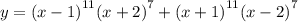 y = {(x - 1)}^{11} {(x + 2)}^{7} + {(x + 1)}^{11} {(x - 2)}^{7}