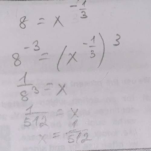 Решите уравнение logx 8=-1/3