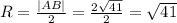 R=\frac{|AB|}{2}=\frac{2\sqrt{41}}{2}=\sqrt{41}