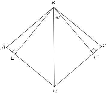 В ромбе ABCD, где угол А - острый BE и BF - высоты. Угол между диагональю BD и высотой BF равен 40°.