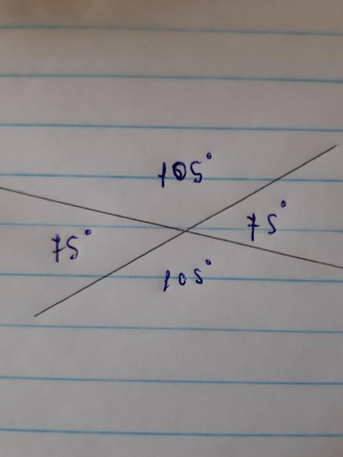 Знайди кути , які утворилися в результаті перетину двох прямих , якщо сума двох з них становить 150°