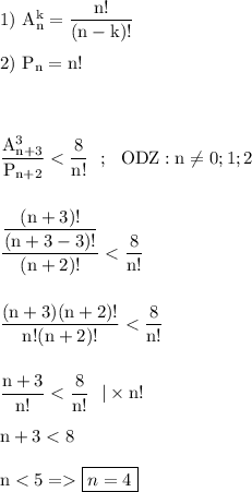 \rm 1) \ A_n^k=\dfrac{n!}{(n-k)!} 2) \ P_n=n!     \displaystyle \frac{A_{n+3}^3}{P_{n+2}}