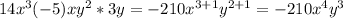 14x^3(-5)xy^2*3y=-210x^{3+1}y^{2+1}=-210x^4y^3