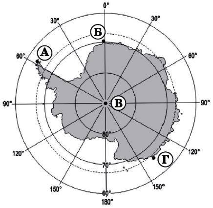 Найпівденнішу точку Антарктиди на картi позначено буквою?