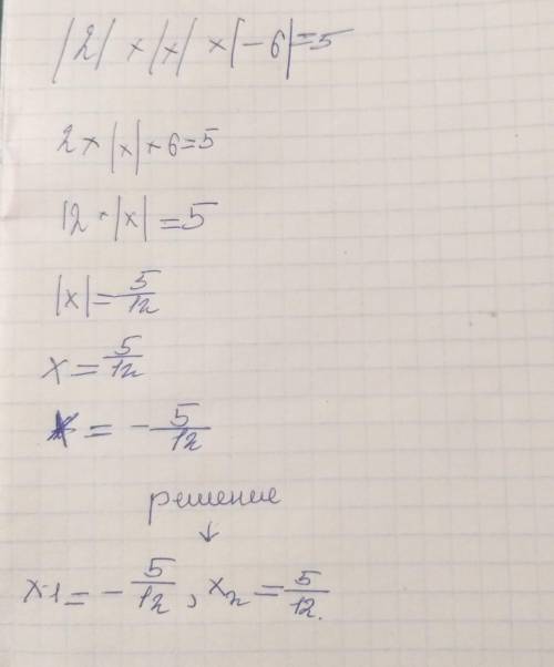 Розв’язати рівняння |2|x|-6|=5