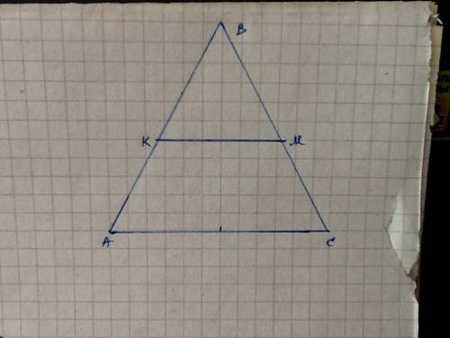 5 Средняя линия равнобедренного треугольника параллельная основанию, равна 4 см. Найдите сторони тре