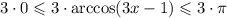 3\cdot 0\leqslant3\cdot\arccos (3x-1)\leqslant3\cdot\pi