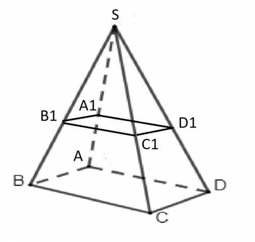 АВСD– паралелограм, PABCD = 60см . Точка S не належить площині паралелограма. Точки А1, В1, С1, D1 —