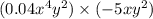 (0.04x {}^{4} y {}^{2} ) \times ( - 5xy {}^{2} )