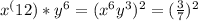 x^(12) * y^6 = (x^6y^3)^2 = (\frac{3}{7})^2