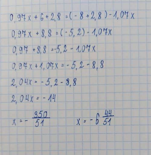 0 97x+6+2,8=(-8+2,8)-1,07x