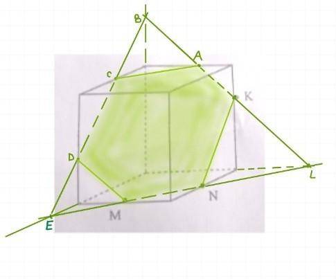 Построить сечение куба плоскостью, проходящей через точки M,N,P
