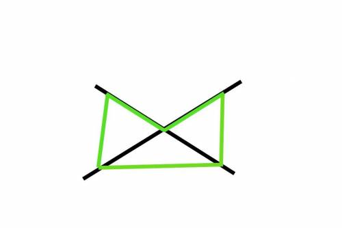 Нарисуйте пятиугольник, у которого все вершины лежат на двух пересекающихся прямых.