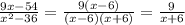 \frac{9x-54}{x^{2}-36 } = \frac{9(x-6)}{(x-6)(x+6)} = \frac{9}{x+6}