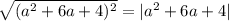 \sqrt{(a^2 + 6a + 4)^2} = |a^2 + 6a + 4|}