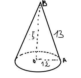 Найдите площадь S боковой поверхности конуса, диаметр основания которого равен 24 , а высота 5 . В о