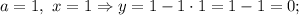a=1, \ x=1 \Rightarrow y=1-1 \cdot 1=1-1=0;