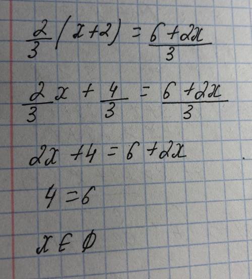Целое уравнения и его корни 2/3(x+2)=6+2x/3