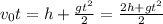 v_0t=h+\frac{gt^2}{2}=\frac{2h+gt^2}{2}