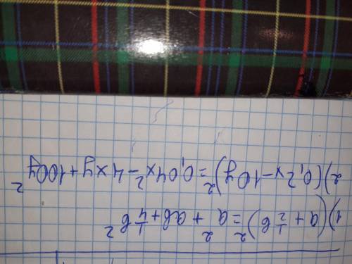 1) ( а + 1/2b) в квадраті 2) (0,2х-10yв квадраті