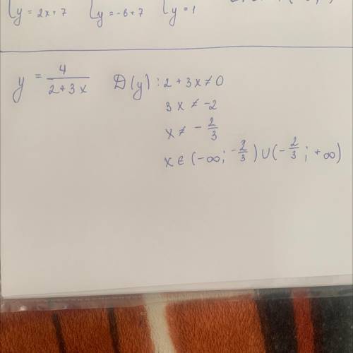 Найди область определения функции y = 4/2+3x ( /-дробь)