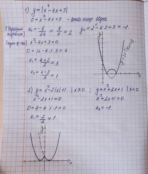 Построить графики функцийУ=|х^2-4х+3|у= х^2−2 |х| + 1