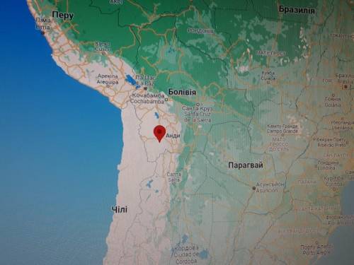 Де на карті Південної Америки знаходиться гори Анди