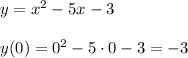 y=x^2-5x-3y(0)=0^2-5\cdot 0-3=-3