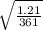 \sqrt{ \frac{1.21}{361} }