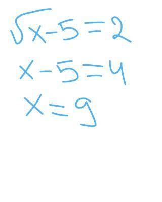 Используя определение квадратного корня, реши уравнение √x-5=2.