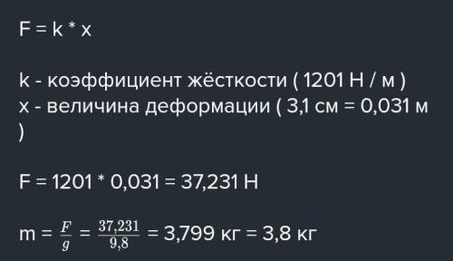 Чему равна масса тела, если после того как его подвесили на пружине произошло упругое удлинение посл