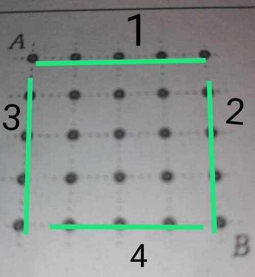 Соедините точки A и B линии из 4 отрезков, чтобы: Все четыре отрезка имели одинаковую длинусоседние