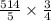 \frac{514}{5} \times \frac{3}{4}