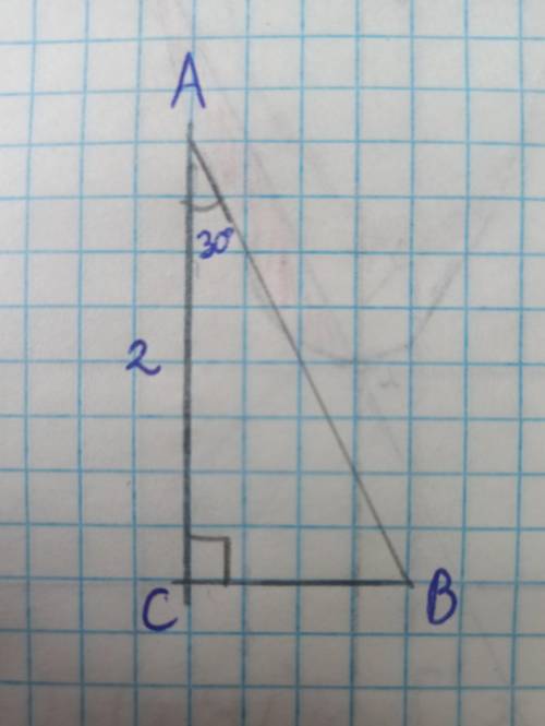 В треугольнике ABC угол C равен 90 градусов угол А равен 30 градусов АС равно 2 Найдите BC