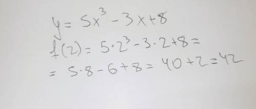 Найдите значение функции y=5x^3-3x+8 в точке - 2