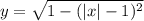 y = \sqrt{1 - (|x| - 1) ^{2} }