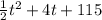 \frac{1}{2} t^{2} +4t+115