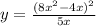 y = \frac{(8 {x}^{2} - 4x)^{2} }{5x}