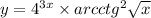 y = {4}^{3x} \times arcctg^{2} \sqrt{x}