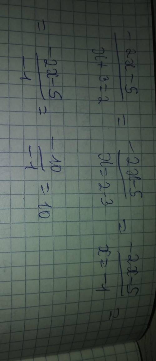 решить уравнение -2x-5 дробная черта x+3 равно y При y=2