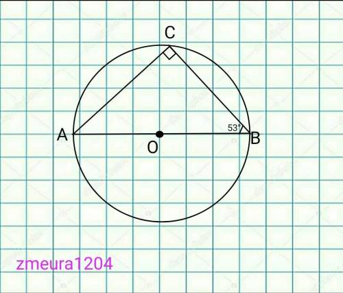 В окружность с центром О вписан треугольник с вершинами А, В и С. Точка О лежит на строне АВ. Найди